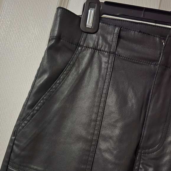 KUT Reese Ankle Straight Coated Black Trouser Pants, Mid-Rise, Flat Front, EUC! - Picture 4 of 16